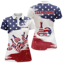 Load image into Gallery viewer, American Flag Bowling Polo Shirt Custom Bowling Jersey for Women Bowling Team League QZT52