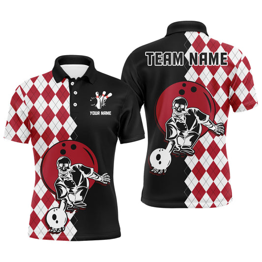 Custom Bowling Shirt for Men Skull Bowling Jersey Bowling Team League Polo Shirt QZT34