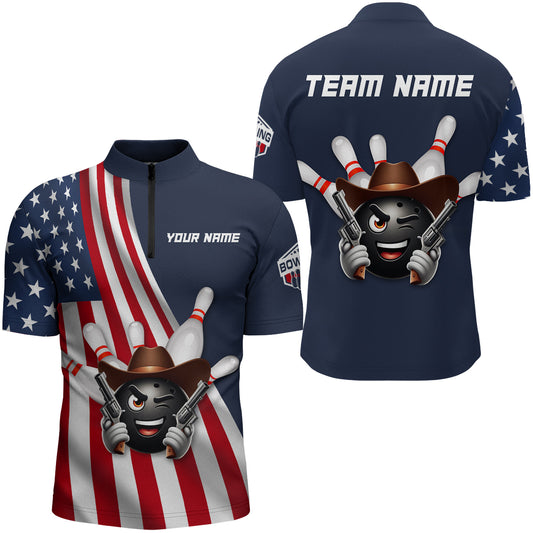 Custom Bowling Shirt for Men Bowling Jersey Bowling Team League Quarter-Zip Shirt QZT73