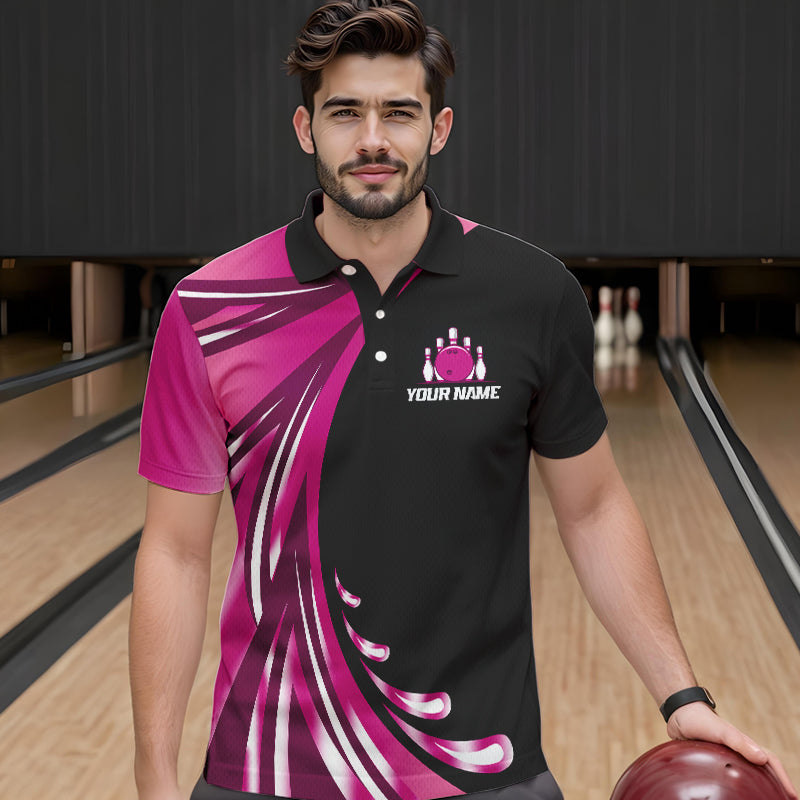 Personalized Pink Bowling Team Jersey For Men & Women Custom Bowling Polo Shirt BDT457