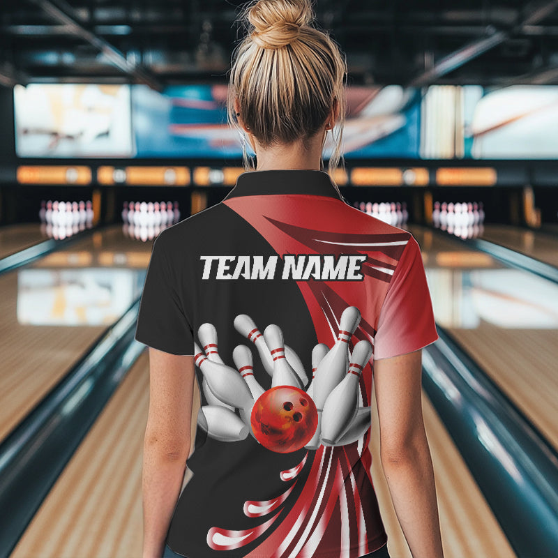 Personalized Red Bowling Team Jersey For Men & Women Custom Bowling Polo Shirt BDT457
