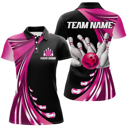 Personalized Pink Bowling Team Jersey For Men & Women Custom Bowling Polo Shirt BDT457