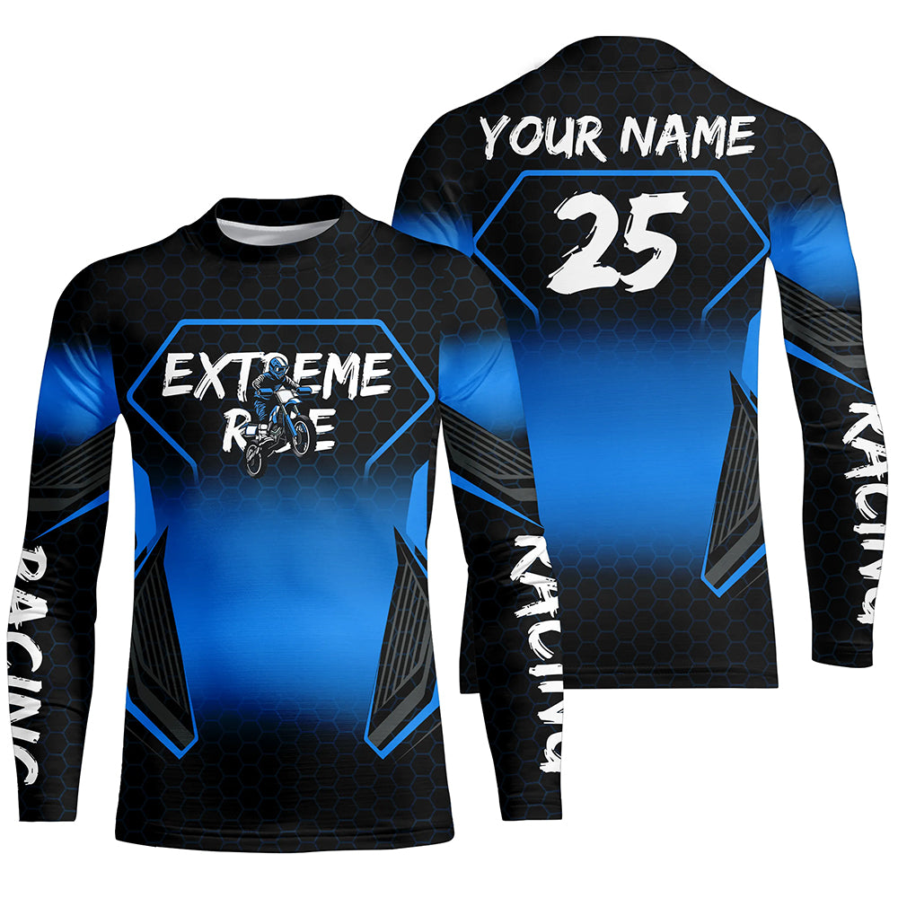 Custom Motocross Jersey Kid Men Women Upf30+ Blue Dirt Bike Shirt MX Off-Road Rider Motorcycle PDT670