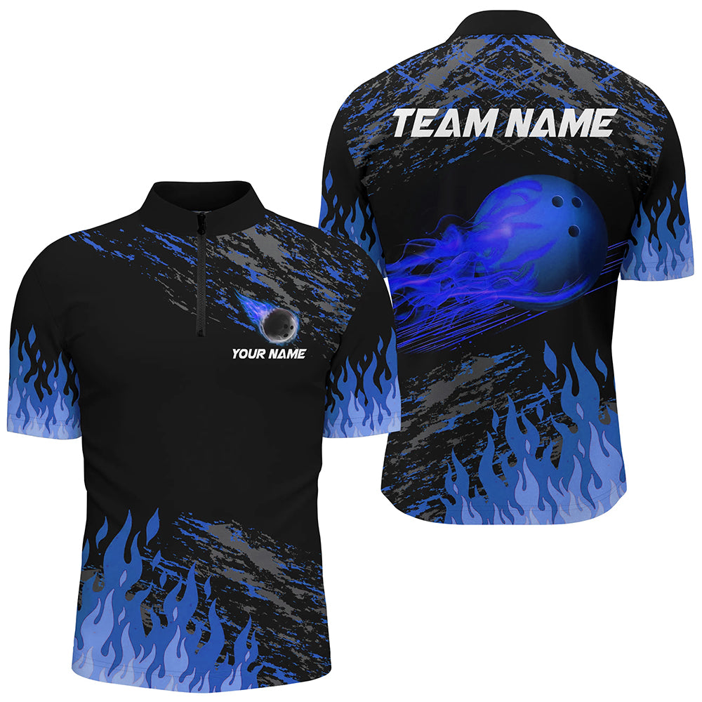 Blue Flame Bowling Shirts Men And Women Custom Bowling Team Jersey Unisex Uniform Bowlers BDT523