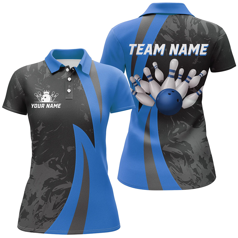 Custom Bowling Shirt Men Women Blue Camo Bowling Team Jersey Polo Bowling Shirts Unisex BDT592
