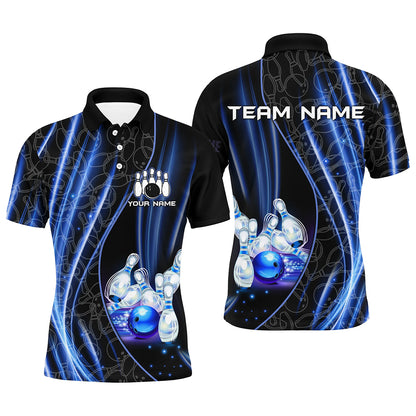 Blue Light Bowling Shirt For Men Women Custom Team Bowling Jersey For Couples BDT504