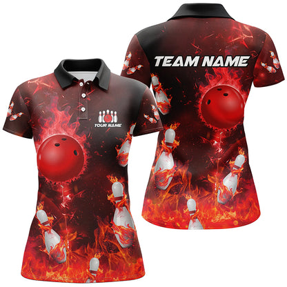 Red Flame Bowling Shirts Men & Women Custom Bowling Team Jersey Polo Bowling Uniform BDT529