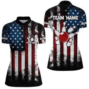 American Flag Bowling Shirts Unisex Custom 1/4 Bowling Team Jersey For Men & Women BDT479