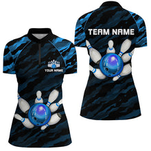 Load image into Gallery viewer, Personalized Blue Camo Bowling Shirts Unisex 1/4 Bowling Team Jersey Men Women BDT485