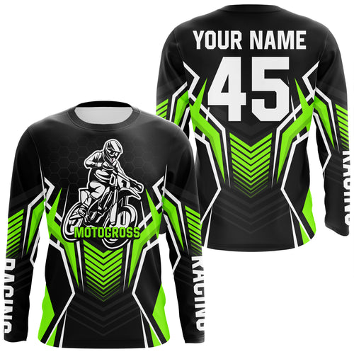 Green Motocross Jersey Men Women Kid Upf30+ Custom Dirt Bike Shirt Off-Road Jersey Boys Girls PDT668