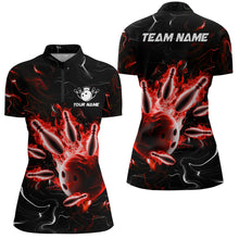 Load image into Gallery viewer, Custom Red Flames Bowling Shirt For Men &amp; Women 1/4 Zip Bowling Team Jersey Unisex BDT542