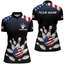 Load image into Gallery viewer, Custom American Flag Bowling Jersey Men Women Patriotic Bowling 1/4 Zip Shirt For Team BDT492