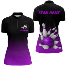 Load image into Gallery viewer, Personalized Purple Bowling Shirt for Men &amp; Women Bowling Team Jersey Bowling Quarter-Zip BDT555