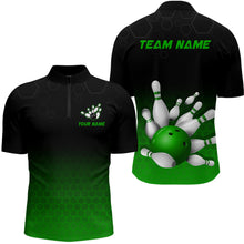 Load image into Gallery viewer, Personalized Green Bowling Shirt for Men &amp; Women Bowling Team Jersey Bowling Quarter-Zip BDT555