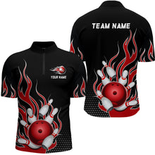 Load image into Gallery viewer, Red Flame Bowling Quarter Zip Shirts for Men And Women Custom Bowling Team Jerseys Unisex BDT477