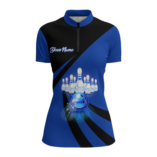 You Don't Have To Be Crazy To Bowl With Us Bowling Quarter-Zip Shirt Women Custom Bowling Jersey BDT167