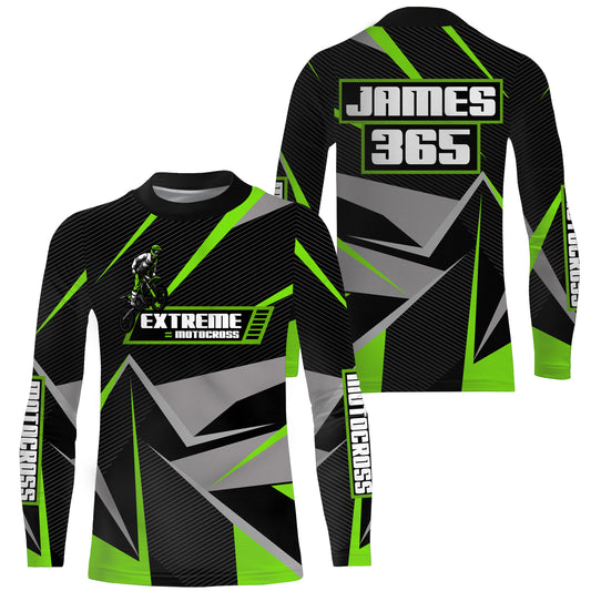 Green Motocross Racing Jersey Men Women Kid UPF30+ Custom Dirt Bike Shirt Off-Road Motorcycle PDT672