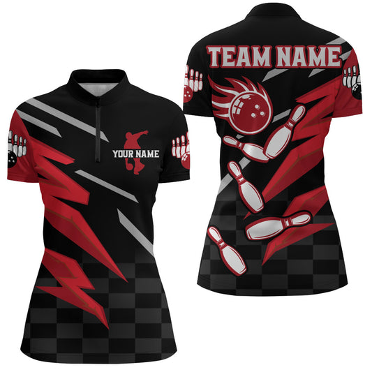 Bowling Quarter-Zip Shirt For Women Custom Bowling Jersey Team League Bowling Shirts BDT306