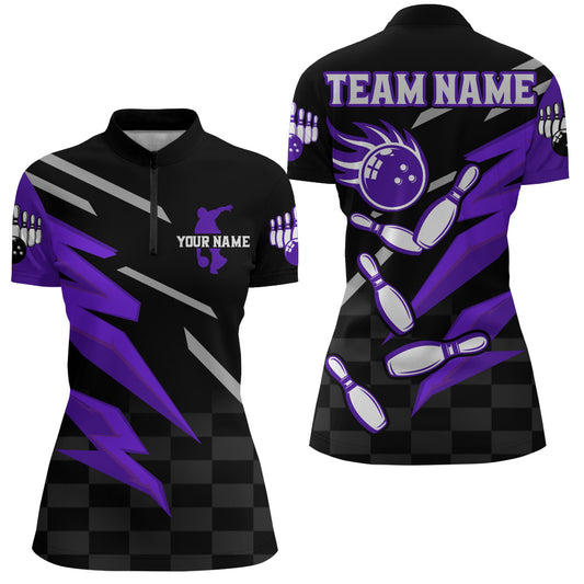 Bowling Quarter-Zip Shirt For Women Custom Bowling Jersey Team League Bowling Shirts BDT306