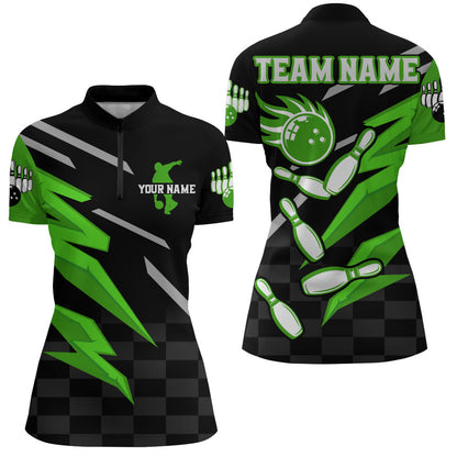 Bowling Quarter-Zip Shirt For Women Custom Bowling Jersey Team League Bowling Shirts BDT306