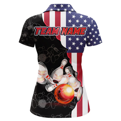 American Bowling Shirt For Women Patriotic Bowling Jersey Team League Bowling Polo Shirt BDT313