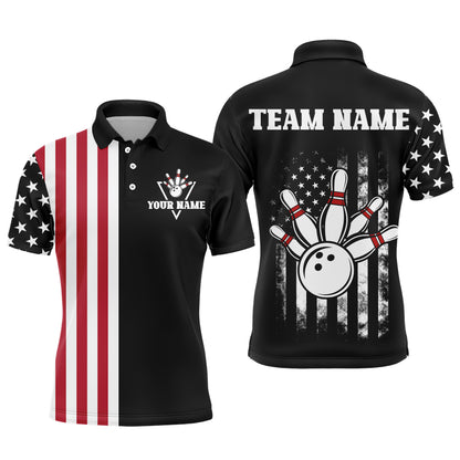 American Bowling Shirt Men Black Bowling Team League Jersey Custom Bowling Polo Shirt BDT357
