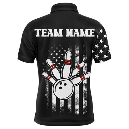 American Bowling Shirt Men Black Bowling Team League Jersey Custom Bowling Polo Shirt BDT357