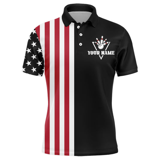 American Bowling Shirt Men Black Bowling Team League Jersey Custom Bowling Polo Shirt BDT357