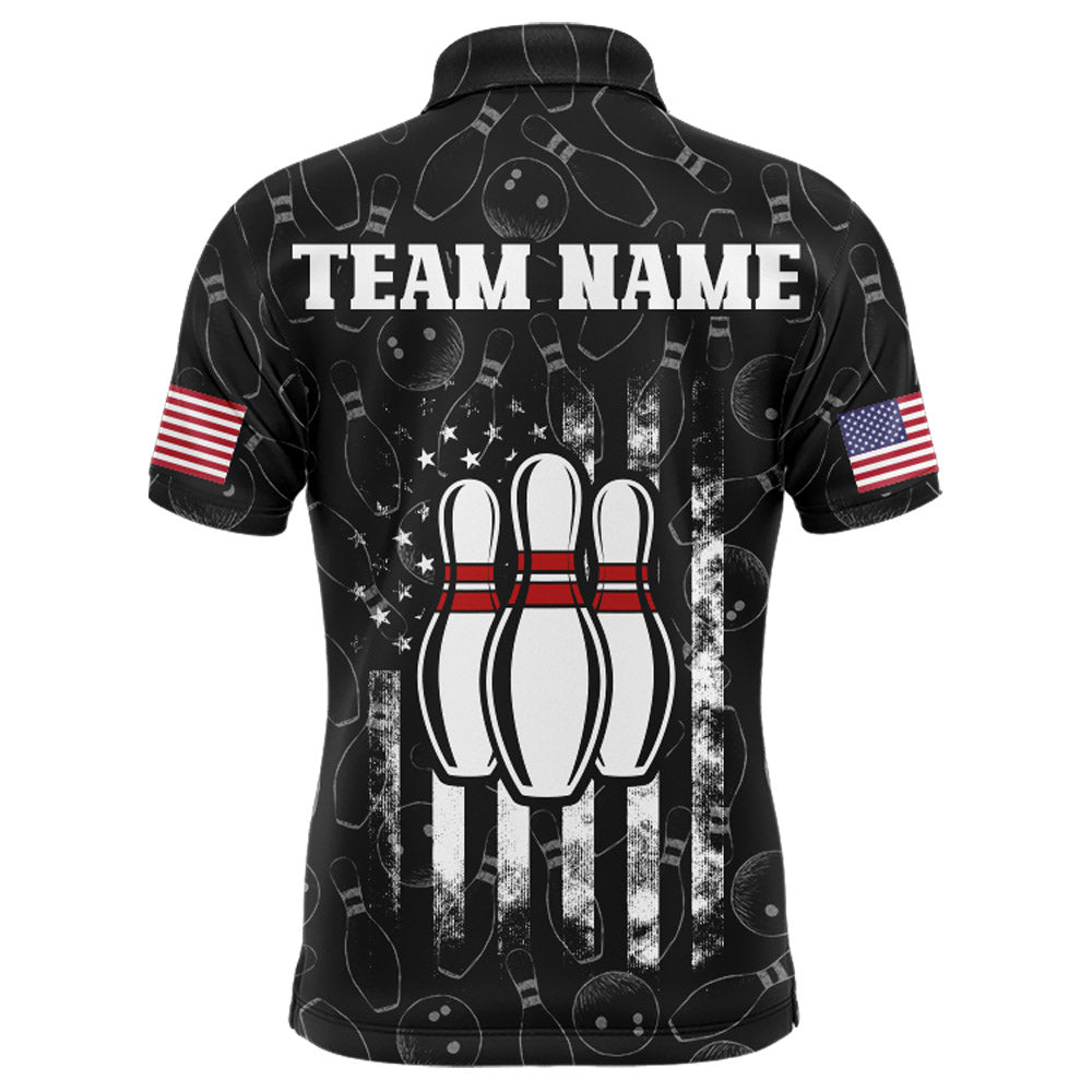 American Bowling Jersey Men Patriotic Bowling Team Shirt Custom Bowling Polo Shirt BDT358