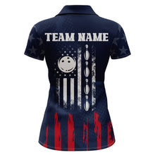 Load image into Gallery viewer, Navy Bowling Polo Shirt Women American Bowling Team Jersey Custom Star Bowling Shirts BDT360