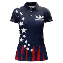 Load image into Gallery viewer, Navy Bowling Polo Shirt Women American Bowling Team Jersey Custom Star Bowling Shirts BDT360