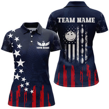 Load image into Gallery viewer, Navy Bowling Polo Shirt Women American Bowling Team Jersey Custom Star Bowling Shirts BDT360