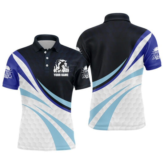 Black&Blue Bowling Jersey For Men Personalized Bowling Polo Shirt BDT277