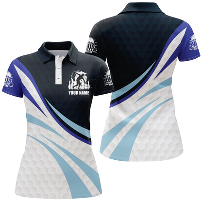 Black&Blue Bowling Jersey For Women Personalized Bowling Polo Shirt BDT277