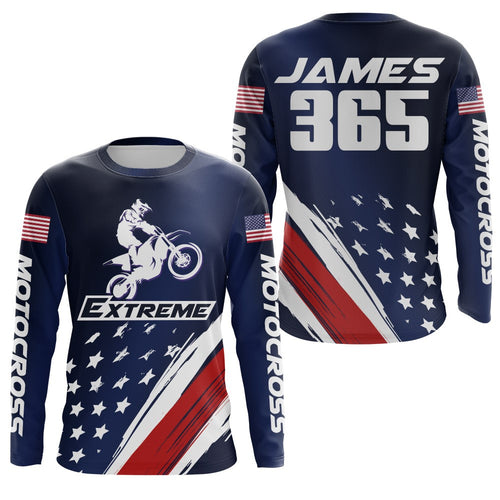 Kid&Adult Motocross Jersey Personalized UPF30+ American Dirt Bike Shirt Off-Road Motorcycle Jersey PDT747