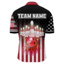 Load image into Gallery viewer, American Bowling Jersey Men Custom Black Bowling Quarter-Zip Shirt Team Patriot Bowling Shirt BDT317