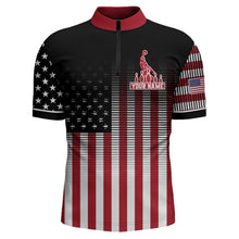 Load image into Gallery viewer, American Bowling Jersey Men Custom Black Bowling Quarter-Zip Shirt Team Patriot Bowling Shirt BDT317