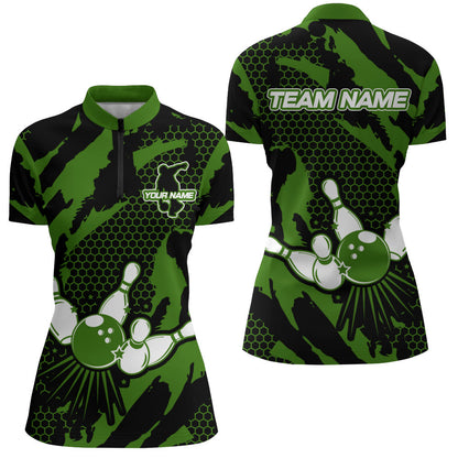 Bowling Jerseys For Women Custom Bowling Quarter-Zip Shirt Team League Bowling Shirts BDT326