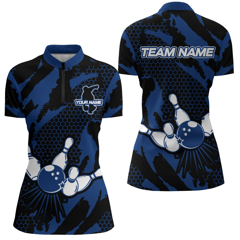 Bowling Jerseys For Women Custom Bowling Quarter-Zip Shirt Team League Bowling Shirts BDT326