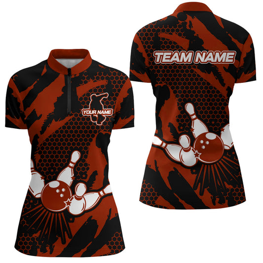 Bowling Jerseys For Women Custom Bowling Quarter-Zip Shirt Team League Bowling Shirts BDT326