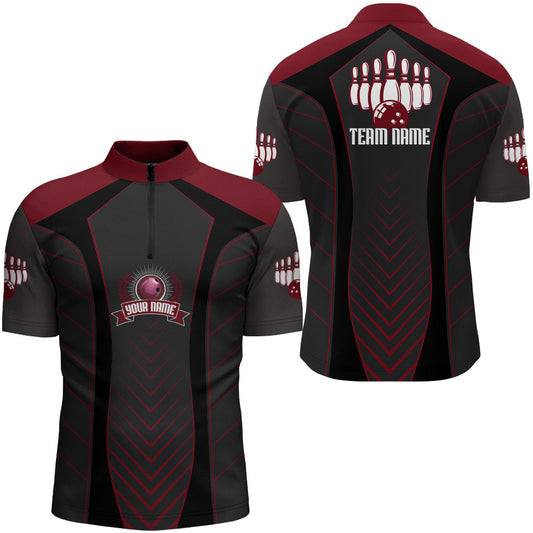 Bowling Quarter-Zip Shirt For Men Custom Name Bowling Jersey Bowling Team Shirt BDT266