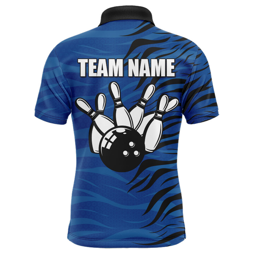 Custom Bowling Polo Shirt Blue Bowling Jersey For Men Personalized Bowling League Shirt BDT338