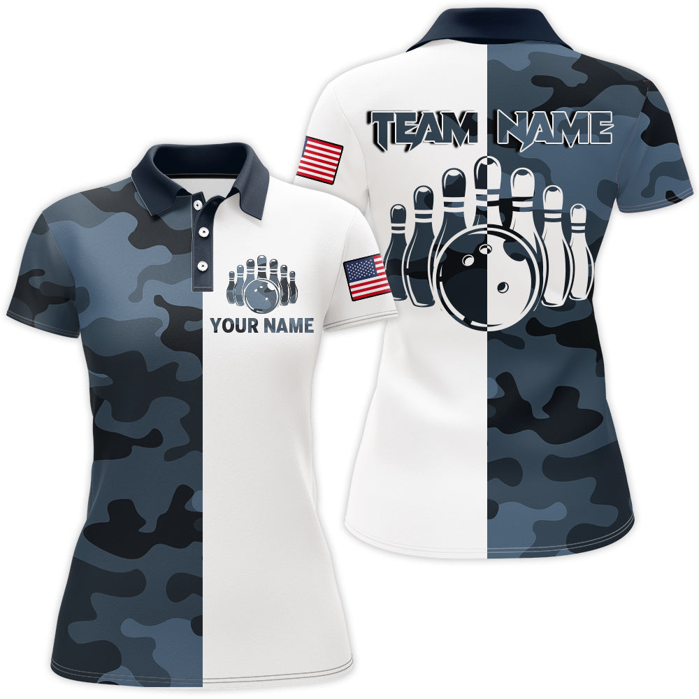 Custom Bowling Shirts With Name Camo Bowling Team Jersey Men & Women Bowling Polo Shirt BDT442