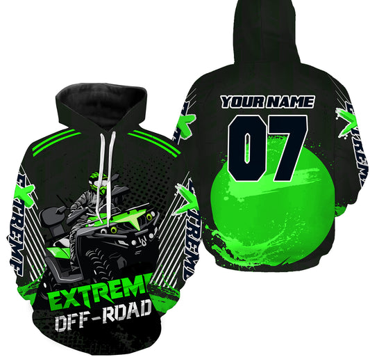 Green ATV Motocross Hooded Jersey Men Women Custom Quad Bike Hoodie For Adult Off-Road PDT904