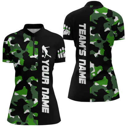 Camo Bowling Quarter-Zip Shirt For Men And Women Personalized Bowling Jerseys Team BDT446