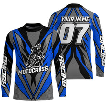Load image into Gallery viewer, Blue Motocross Jersey Personalized UPF30+ Dirt Bike Racing Shirt Men Women Kid Off-Road Motorcycle PDT629