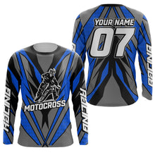 Load image into Gallery viewer, Blue Motocross Jersey Personalized UPF30+ Dirt Bike Racing Shirt Men Women Kid Off-Road Motorcycle PDT629