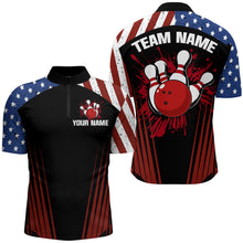 Load image into Gallery viewer, Patriotic Bowling Quarter-Zip Shirt Men Women Personalized Bowling Jersey Team BDT498