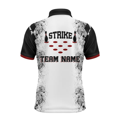 Personalized Bowling Polo Shirt for Men Strike Bowling Jersey Team White Bowling Shirt BDT256