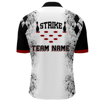 Personalized Bowling Quarter-Zip Shirt for Men Strike Bowling Jersey Team White Bowling Shirt BDT256